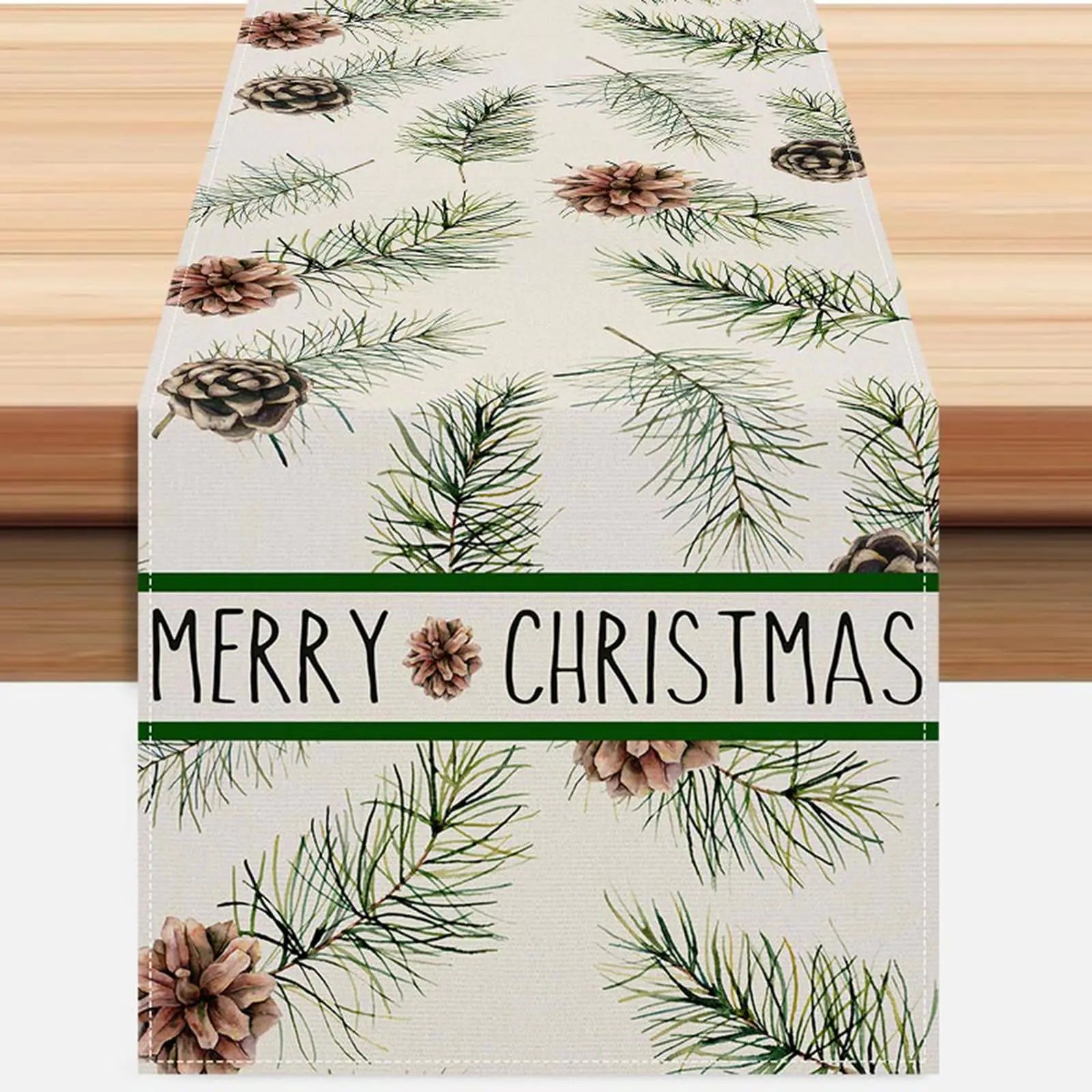 Pine Cones Christmas Table Runner 13x72 Inch