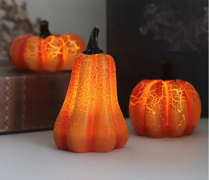 Halloween LED Pumpkin Lamp - Realistic Resin